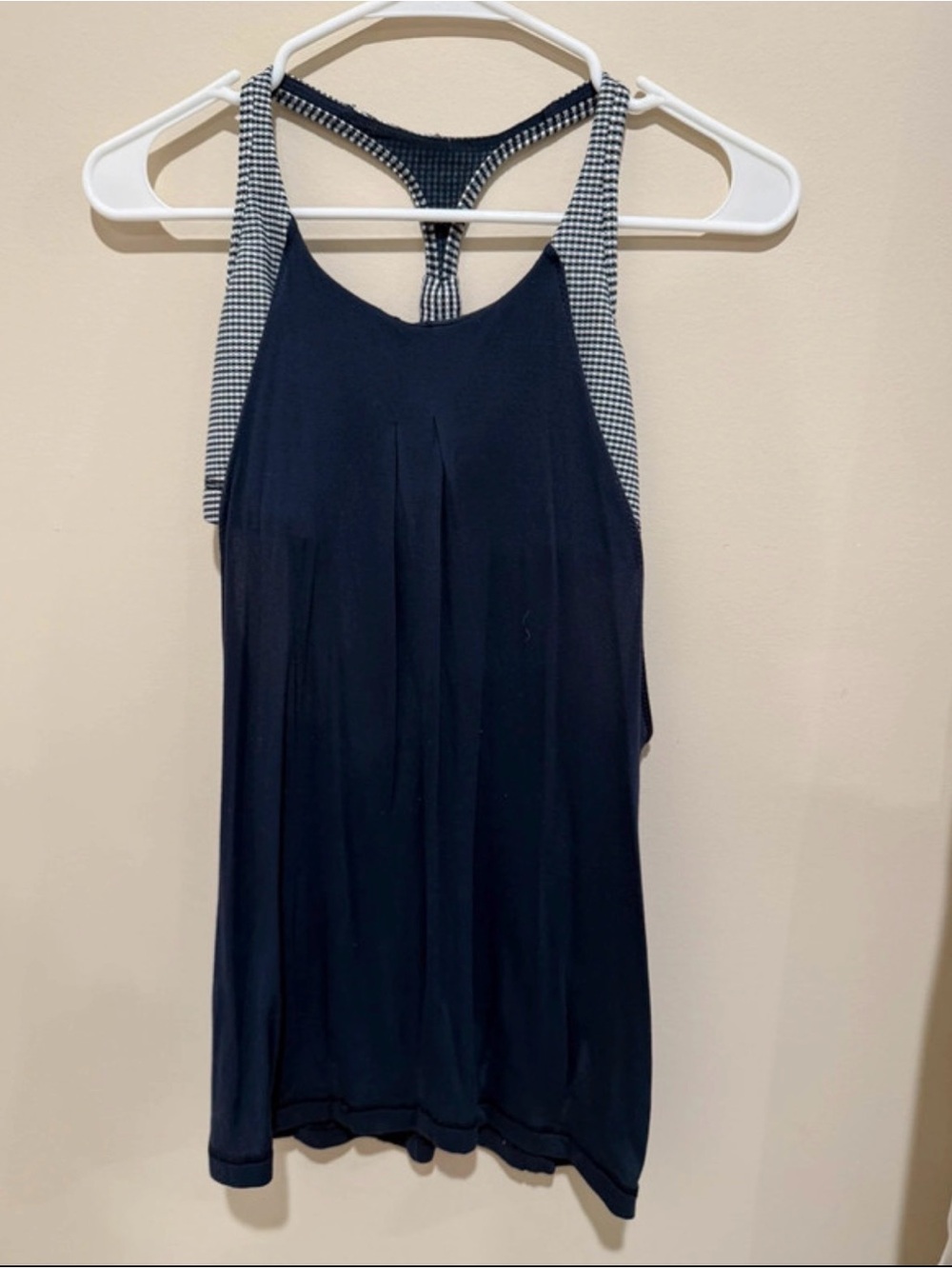 lululemon athletica Navy Racerback Tank with Check Trim